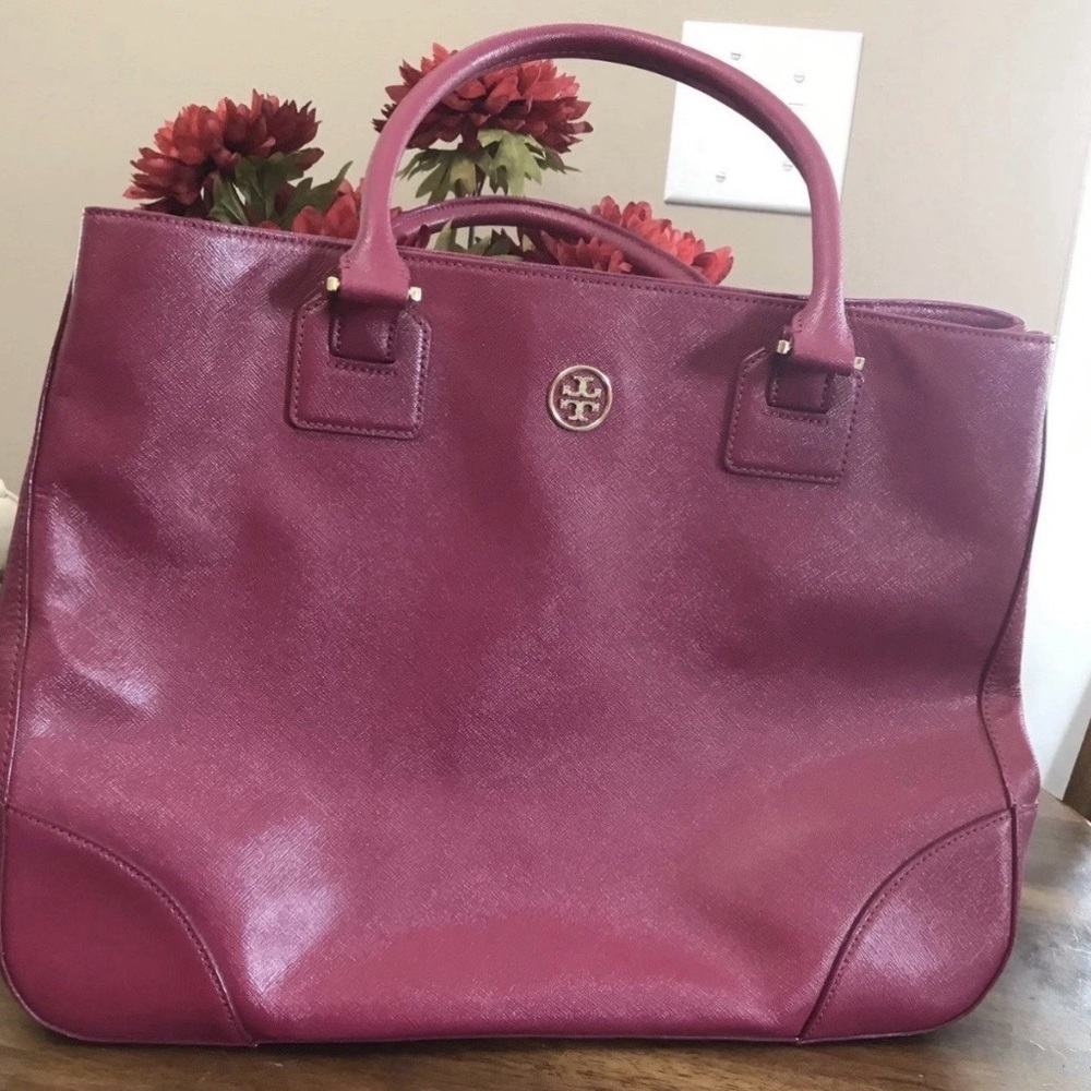 Tory Burch Deep Red Leather Tote